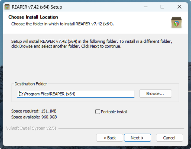 Installing REAPER on a Windows PC screenshot