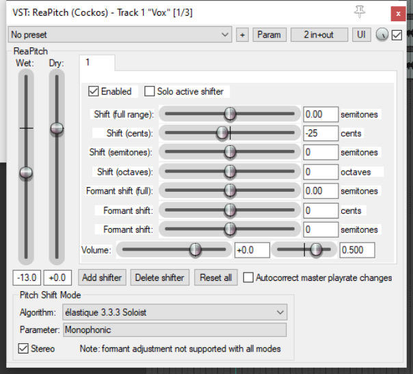 Using the ReaPitch Plug-in screenshot
