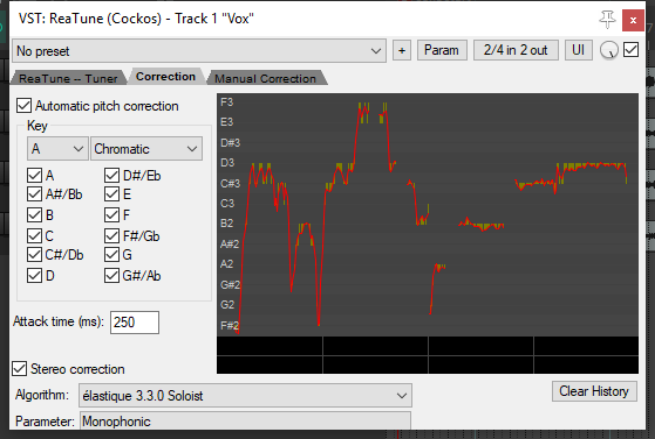 Pitch Correction with ReaTune screenshot