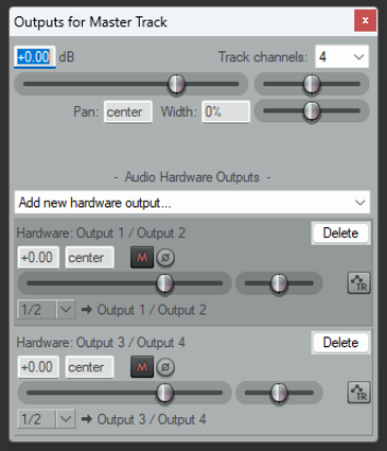 Master Hardware Outputs screenshot