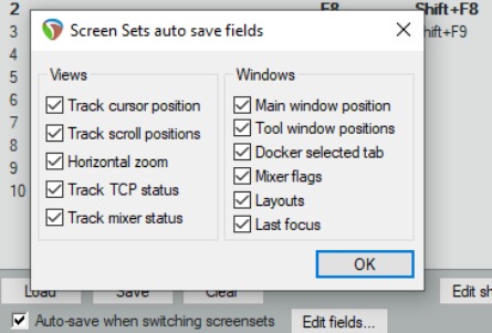 Auto Saving Screen Sets screenshot