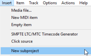 Projects and Subprojects screenshot
