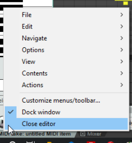 The MIDI Editor Menus screenshot