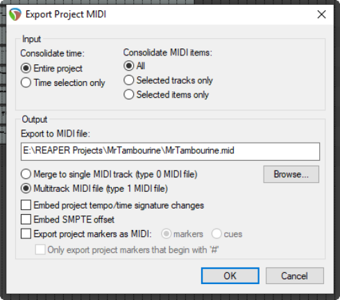 Exporting Project MIDI screenshot