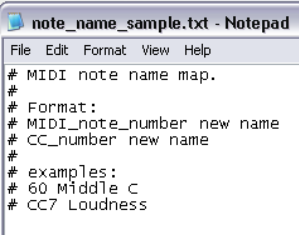 Custom MIDI Note and CC Names screenshot