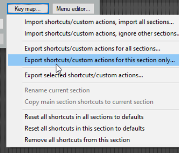 Exporting and Importing Key Maps screenshot