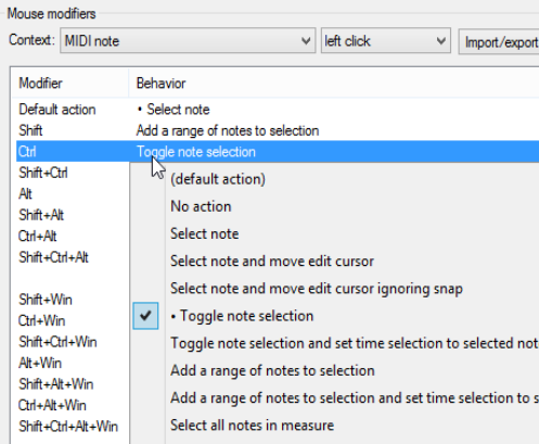 MIDI Editor Mouse Modifiers screenshot