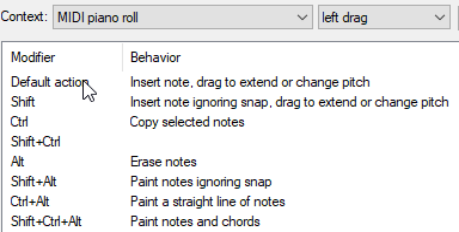 MIDI Editor Mouse Modifiers screenshot
