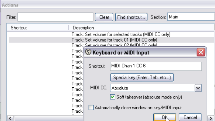 Using a Control Device with REAPER screenshot
