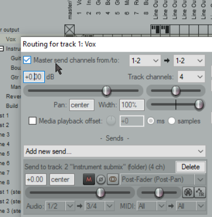 REAPER’s Routing Interface screenshot