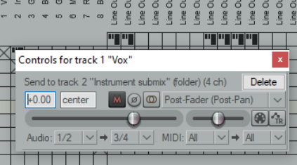 REAPER’s Routing Interface screenshot