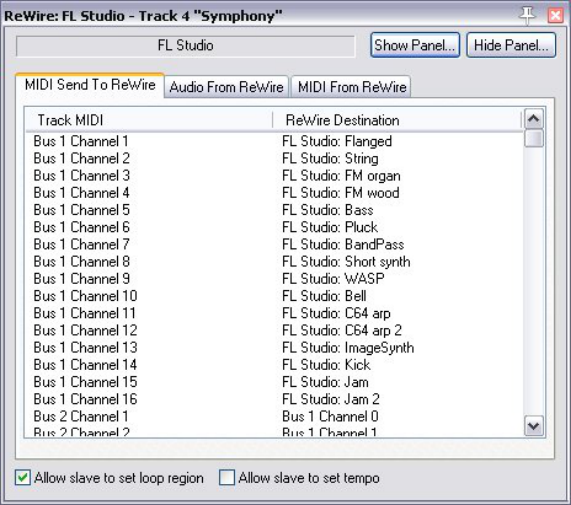 Routing to/from Other Applications with ReWire screenshot