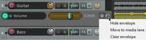 Envelope Panel and Track Menu Controls screenshot