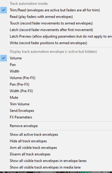 The Envelope Panel Controls screenshot