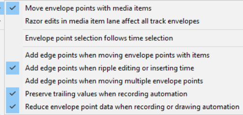 Envelope Points Options screenshot