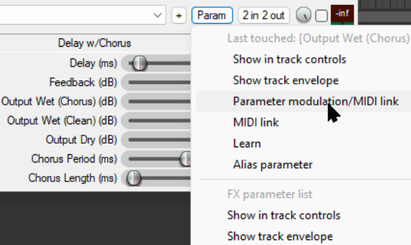 Defining a Parameter for Modification screenshot