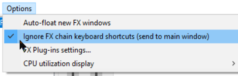 FX Window and Keyboard Shortcuts screenshot