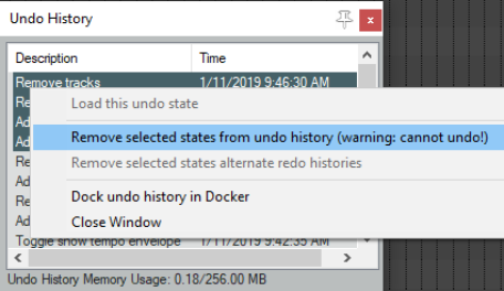 The Undo History Window screenshot