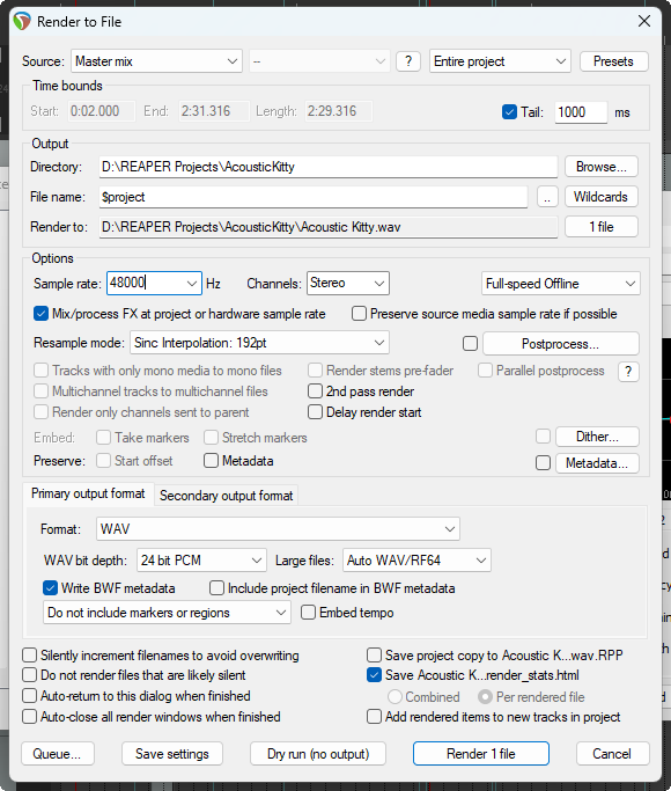 Rendering A Project screenshot