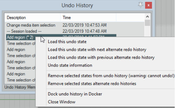 Customizing Undo History Behavior screenshot