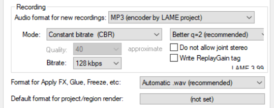 Setting Media Project Options screenshot