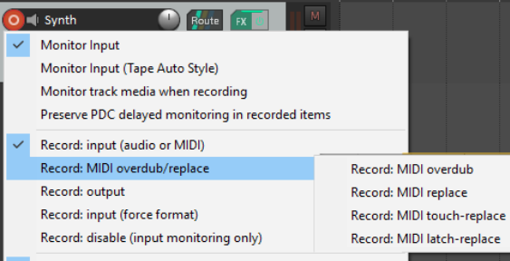 Other MIDI Recording Modes screenshot