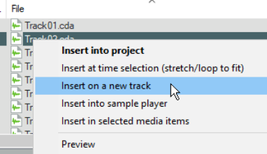 Inserting Audio Files, Samples and FX screenshot