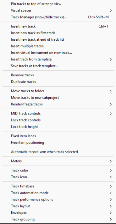 Managing Tracks screenshot
