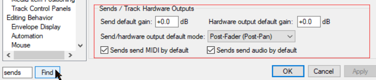 Searching the Preferences Settings screenshot