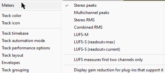 Track Meter Options screenshot