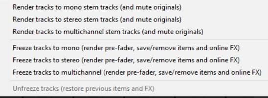 Freezing and Unfreezing Tracks screenshot
