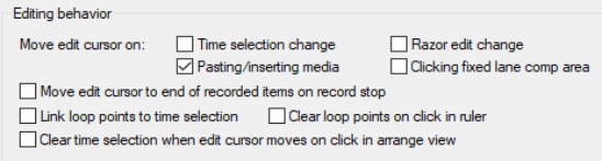 Editing Behavior Preferences screenshot