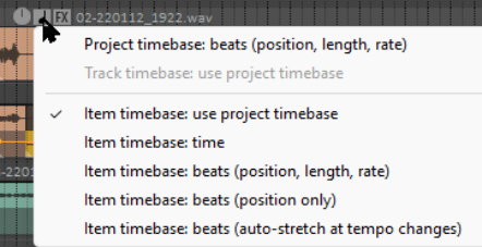 Changing a Media Item’s Timebase screenshot