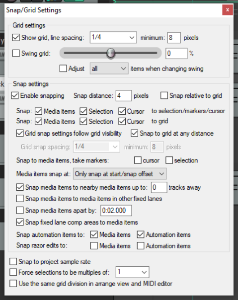Snapping with Combined Snap/Grid Settings screenshot