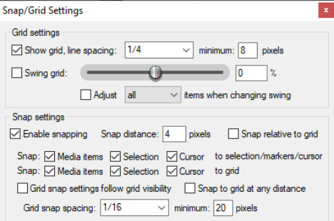 Separate Snap and Grid Settings screenshot