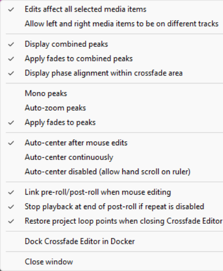 Crossfades and the Crossfade Editor screenshot