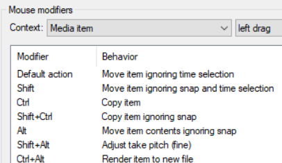 Customising Mouse Modifiers screenshot