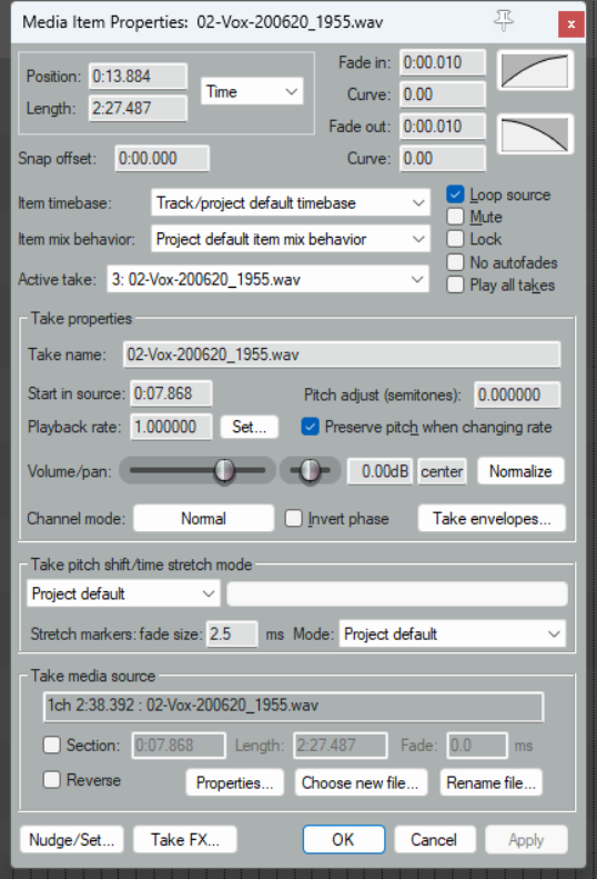 Media Item Properties screenshot