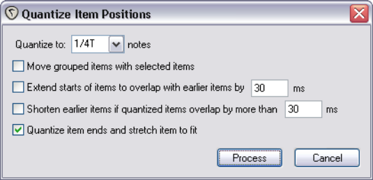 Quantizing Items screenshot